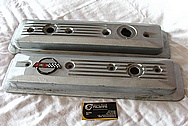 Chevy Corvette Aluminum Valve Covers BEFORE Chrome-Like Metal Polishing and Buffing Services / Restoration Services Plus Custom Painting Services