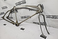 1932 Aluminum Vintage Bicycle Frame BEFORE Chrome-Like Metal Polishing and Buffing Services / Restoration Services - Aluminum Polishing - Bicycle Polishing - WITH GOUGES & NOSTALGIA LEFT IN 