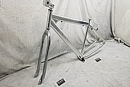 Aluminum Bicycycle Frame BEFORE Chrome-Like Metal Polishing - Aluminum Polishing