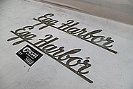 Brass Egg Harbor Sign BEFORE Chrome-Like Metal Polishing and Buffing Services / Restoration Services