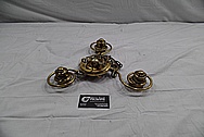 Brass Eagle Lantern Light Fixture and Chains BEFORE Chrome-Like Metal Polishing and Buffing Services / Restoration Services