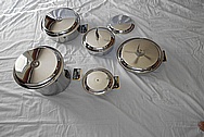 Stainless Steel Pots, Pans and Lids AFTER Chrome-Like Metal Polishing - Stainless Steel Polishing
