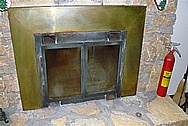 Brass Fireplace Trim BEFORE Chrome-Like Metal Polishing and Buffing Services