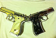 Twin Stainless Steel Beretta Gun Frames, Slidesm, Barrels and Magazines AFTER Chrome-Like Metal Polishing and Buffing Services