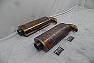 Steel Exhaust System Mufflers BEFORE Chrome-Like Metal Polishing - Steel Polishing - Exhaust Polishing