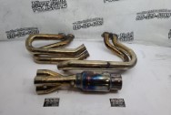 Stainless Steel Motorcycle Exhaust Headers and Muffler BEFORE Chrome-Like Metal Polishing and Buffing Services / Restoration Services - Stainless Steel Polishing - Exhaust Polishing 