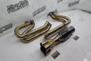 Stainless Steel Motorcycle Exhaust Headers and Muffler BEFORE Chrome-Like Metal Polishing and Buffing Services / Restoration Services - Stainless Steel Polishing - Exhaust Polishing 
