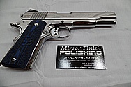 3 Blue Grip Colt Government Model .45 Caliber Guns / Pistols AFTER Chrome-Like Metal Polishing - Stainless Steel Polishing