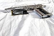 Magnum Research DE 44 Mag Stainless Steel Gun Frame, Slide, Barrel, Sights, Safeties, Slide Stop, Hammer, Take Down Release, Magazine Catch, Pins and Screws AFTER Chrome-Like Metal Polishing and Buffing Services