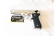 Beretta 9mm M9 Stainless Steel Gun Frame, Slide, Barrel, Trigger, Hammer AFTER Chrome-Like Metal Polishing and Buffing Services / Restoration Services