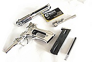 Beretta Stainless Steel Gun Slide, Hammer, Trigger, Frame, Barrel and Magazine AFTER Chrome-Like Metal Polishing and Buffing Services