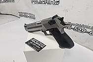 Desert Eagle 50 Caliber Stainless Steel Semi - Auto Gun / Pistol BEFORE Chrome-Like Metal Polishing and Buffing Services - Stainless Steel Polishing - Gun Polishing - Custom Gold Look Coating - Titanium Nitride Coating