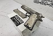 Colt 1911 .45 Caliber Semi - Auto Stainless Steel Gun / Pistol BEFORE Chrome-Like Metal Polishing and Buffing Services - Stainless Steel Polishing Services - Gun Polishing Services Plus Custom Gold Look Coating Services