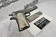 Colt 1911 .45 Caliber Semi - Auto Stainless Steel Gun / Pistol BEFORE Chrome-Like Metal Polishing and Buffing Services - Stainless Steel Polishing Services - Gun Polishing Services Plus Custom Gold Look Coating Services