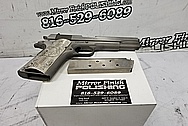 Colt 1911 .45 Caliber Semi - Auto Stainless Steel Gun / Pistol BEFORE Chrome-Like Metal Polishing and Buffing Services - Stainless Steel Polishing Services - Gun Polishing Services Plus Custom Gold Look Coating Services