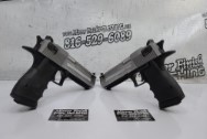 Stainless Steel Twin Magnum Research Desert Eagle 50AE Guns / Pistols BEFORE Chrome-Like Metal Polishing and Buffing Services / Restoration Services - Gun Polishing - Steel Polishing - Pistol Polishing