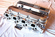 Late Model 502 Chevy V8 Big Block Edelbrock Aluminum Cylinder Head AFTER Chrome-Like Metal Polishing and Buffing Services