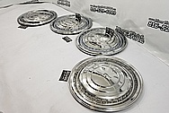 Chevy Cadillac Stainless Steel Hubcaps AFTER Chrome-Like Metal Polishing - Stainless Steel Polishing