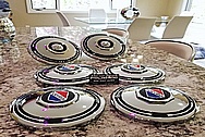 Vintage 1930's Cadillac Lasalle Stainless Steel Hubcaps / Wheel Covers AFTER Chrome-Like Metal Polishing and Buffing Services / Restoration Services PLUS Custom Painting Services - Wheel Cover Polishing