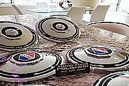 Vintage 1930's Cadillac Lasalle Stainless Steel Hubcaps / Wheel Covers AFTER Chrome-Like Metal Polishing and Buffing Services / Restoration Services PLUS Custom Painting Services - Wheel Cover Polishing
