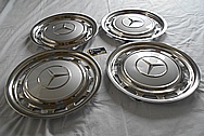 Mercedes Benz Stainless Steel Hubcaps BEFORE Chrome-Like Metal Polishing - Stainless Steel Polishing