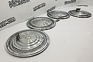 Chevy Cadillac Stainless Steel Hubcaps BEFORE Chrome-Like Metal Polishing - Stainless Steel Polishing