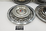1954 Plymouth Stainless Steel Hubcaps BEFORE Chrome-Like Metal Polishing and Buffing Services - Stainless Steel Polishing - Hubcap Polishing
