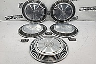 1973 Cadillac Stainless Steel Hubcaps BEFORE Chrome-Like Metal Polishing and Buffing Services - Stainless Steel Polishing - Hubcap Polishing