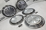 1973 Cadillac Stainless Steel Hubcaps BEFORE Chrome-Like Metal Polishing and Buffing Services - Stainless Steel Polishing - Hubcap Polishing