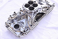 Edelbrock Chevy Aluminum Intake Manifold AFTER Chrome-Like Metal Polishing and Buffing Services