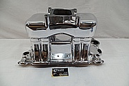 Edelbrock Aluminum Rough Cast V8 Engine Intake Manifold AFTER Chrome-Like Metal Polishing and Buffing Services / Restoration Services