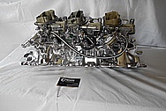 Aluminum Tri Power Intake Manifold and Carburetors AFTER Chrome-Like Metal Polishing - Aluminum Polishing