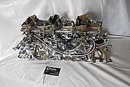 Aluminum Tri Power Intake Manifold and Carburetors AFTER Chrome-Like Metal Polishing - Aluminum Polishing