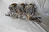 Aluminum Tri Power Intake Manifold and Carburetors AFTER Chrome-Like Metal Polishing - Aluminum Polishing