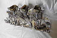 Aluminum Tri Power Intake Manifold and Carburetors AFTER Chrome-Like Metal Polishing - Aluminum Polishing