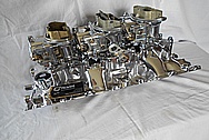 Aluminum Tri Power Intake Manifold and Carburetors AFTER Chrome-Like Metal Polishing - Aluminum Polishing