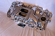 Aluminum GM V8 Intake Manifold AFTER Chrome-Like Metal Polishing and Buffing Services Plus Painting Services