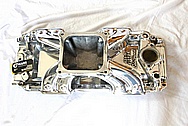 Aluminum Edelbrock Victor V8 Intake Manifold AFTER Chrome-Like Metal Polishing and Buffing Services Plus Painting Services