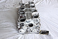 Inglese V8 Aluminum Intake Manifold AFTER Chrome-Like Metal Polishing and Buffing Services / Restoration Services with Center Left Untouched Per Customer Request