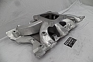 Holley Strip Dominator Aluminum V8 Intake Manifold BEFORE Chrome-Like Metal Polishing and Buffing Services - Aluminum Polishing - Intake Polishing 