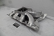 Holley Strip Dominator Aluminum V8 Intake Manifold BEFORE Chrome-Like Metal Polishing and Buffing Services - Aluminum Polishing - Intake Polishing 