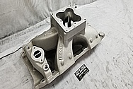 Brodix Aluminum Intake Manifold BEFORE Chrome-Like Metal Polishing and Buffing Services - Aluminum Polishing Services 