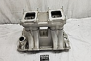 Weiand AluminumV8 Intake Manifold BEFORE Chrome-Like Metal Polishing and Buffing Services - Aluminum Polishing Services 