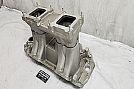 Weiand AluminumV8 Intake Manifold BEFORE Chrome-Like Metal Polishing and Buffing Services - Aluminum Polishing Services 