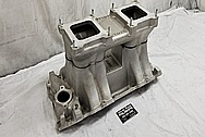 Weiand AluminumV8 Intake Manifold BEFORE Chrome-Like Metal Polishing and Buffing Services - Aluminum Polishing Services 