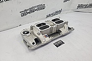 Edelbrock Aluminum V8 Intake Manifold and Carburetors BEFORE Chrome-Like Metal Polishing and Buffing Services / Restoration Services - Aluminum Polishing