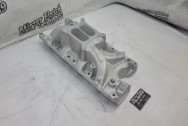 Edelbrock Aluminum Intake Manifold BEFORE Chrome-Like Metal Polishing and Buffing Services / Restoration Services - Aluminum Polishing Polishing Services