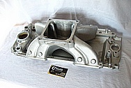 Aluminum Edelbrock Victor V8 Intake Manifold BEFORE Chrome-Like Metal Polishing and Buffing Services Plus Painting Services