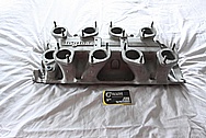 Inglese V8 Aluminum Intake Manifold BEFORE Chrome-Like Metal Polishing and Buffing Services / Restoration Services with Center Left Untouched Per Customer Request