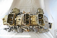 Aluminum Tri Power Intake Manifold and Carburetors BEFORE Chrome-Like Metal Polishing - Aluminum Polishing